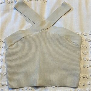 Babaton Cream Ribbed Knit Top